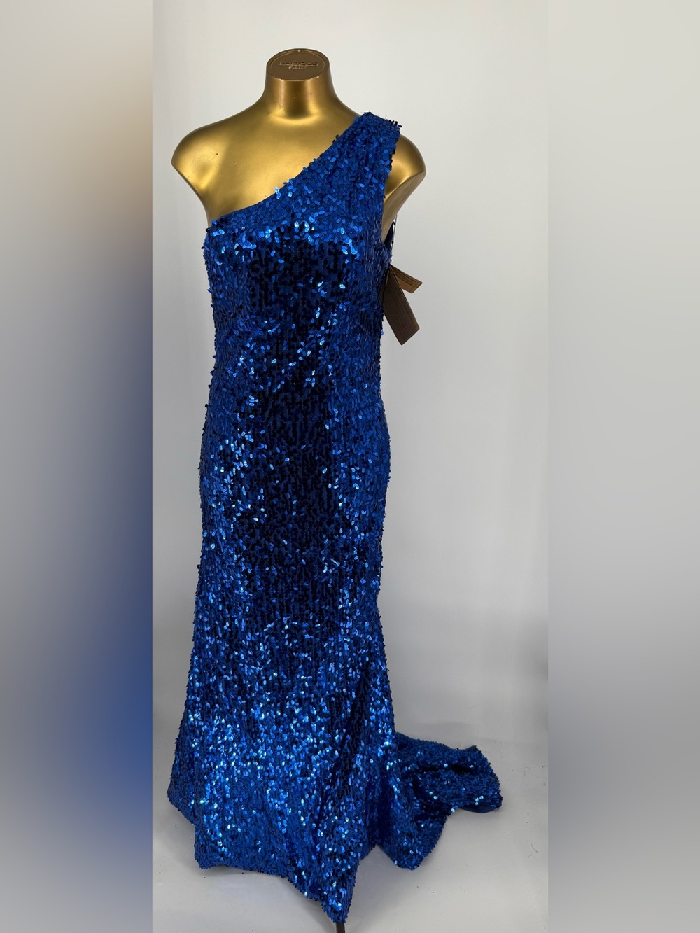 NWT Light In The Box One-Shoulder Royal Blue Sequin Evening Gown Size 10